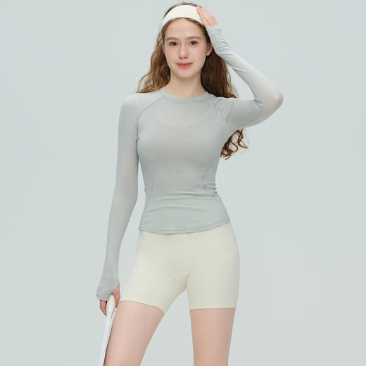 唤醒身心~天丝莱赛尔天奴丽丝运动瑜伽长袖固定手袖圆领健身服 中空膨体 保温不失温 商品图1