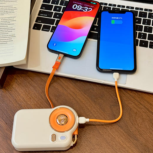 幻响S15大眼睛伸缩线快充移动电源22.5w快充电宝10000mAh聚合物白色轻薄便携大容量适用于小米苹果ml 商品图3