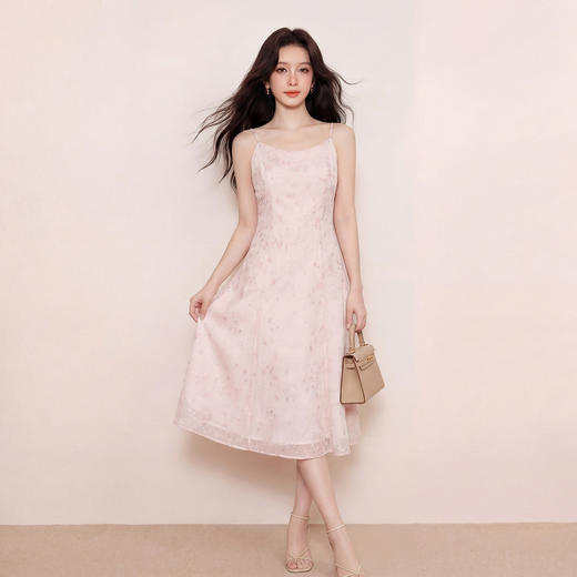 奢姿大码女装2026夏季胖妹妹时尚刺绣吊带连衣裙气质小香风长裙9962860029A 商品图4
