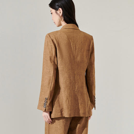剩S/M/L 芳外新款时尚亚麻西装外套复古气质宽松西服女8T24AX0206 商品图3
