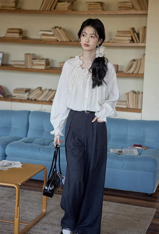 法式浪漫春日花朵领丝绵衬衫温雅舒心 商品图9