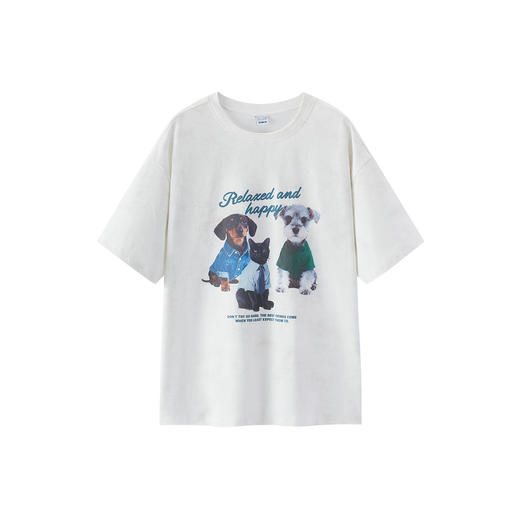商场同款|森马短袖T恤男夏季蜡染针织衫2026新款情侣趣宠印花上衣 商品图4