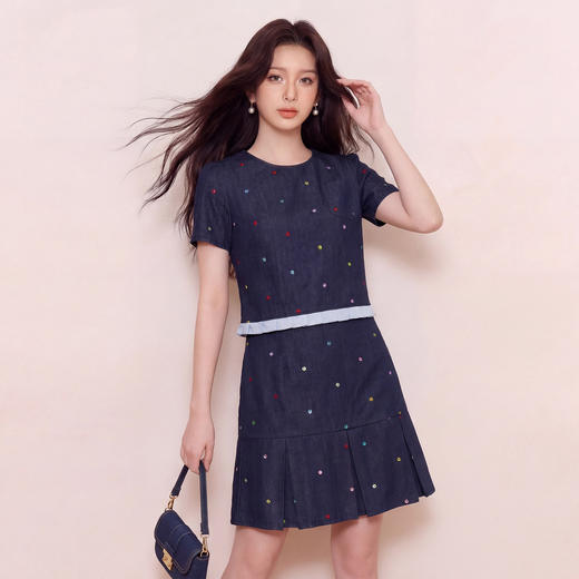 奢姿大码女装2026夏季胖妹妹时尚彩点装饰牛仔两件套气质通勤套装9962936010 商品图4