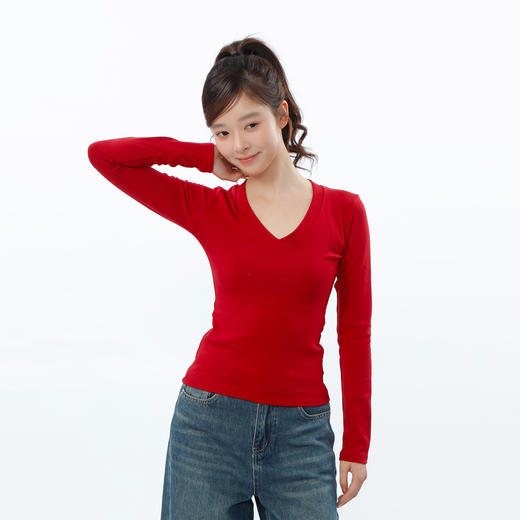 修身显瘦基本款V领打底衫-纪念日百货门店同款169694061 商品图6