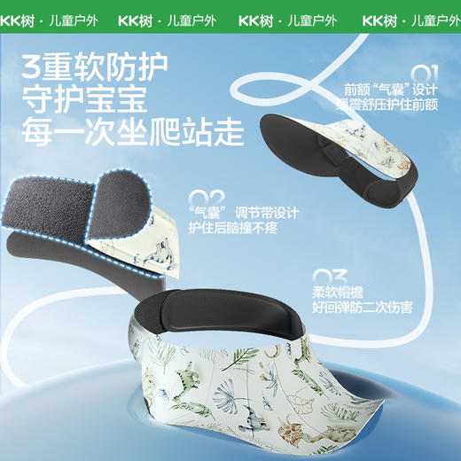 KK树婴儿防晒帽大帽檐遮阳帽男女宝宝空顶太阳帽软檐夏季防紫外线小气囊运动卷卷帽（花花版） 商品图1