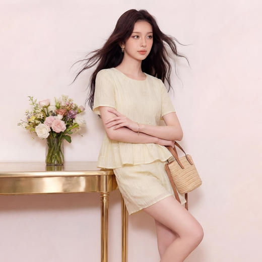 奢姿大码女装2026夏季时尚拼接衣摆两件套胖妹妹气质温柔显瘦套装9962972050 商品图1