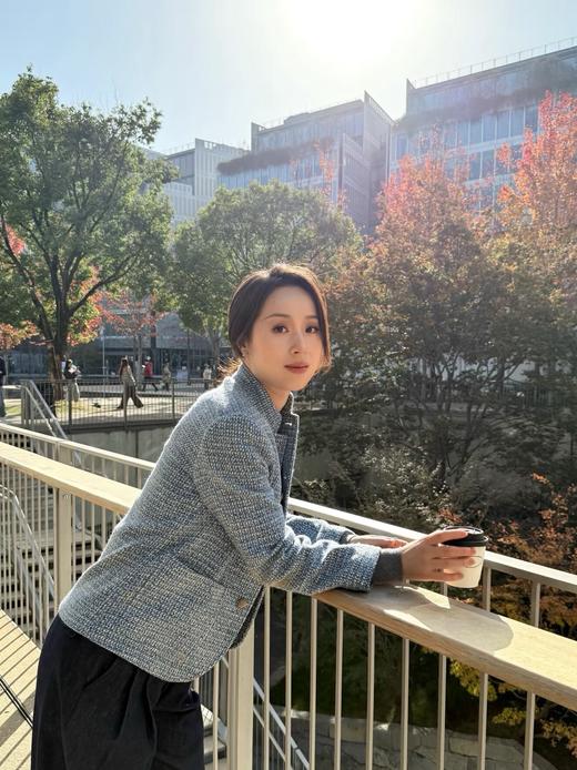 LP订制小立领中式蓝色多瑙河羊毛桑蚕丝亚麻羊绒外套 商品图3