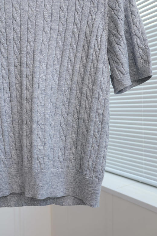 盈盈闪闪|亮丝珠片绞花短袖 商品图6