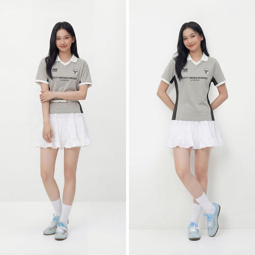 森马POLO衫女夏季纯棉宽松质感拼色图案印花运动风球衣风潮酷上衣 商品图4