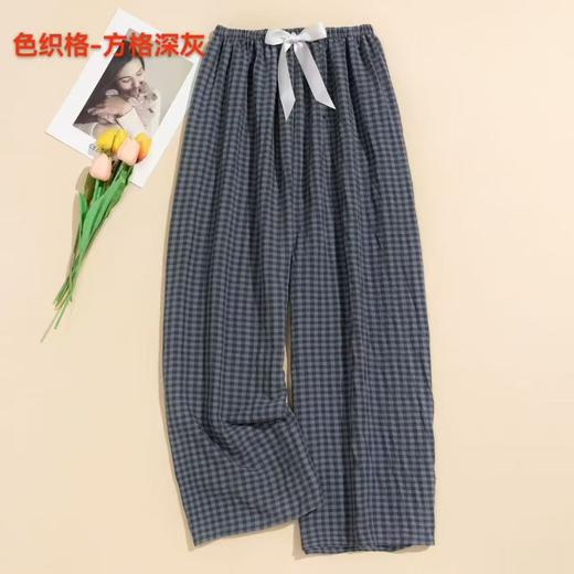 棉绸阔腿格子裤舒适透气12526903 商品图3