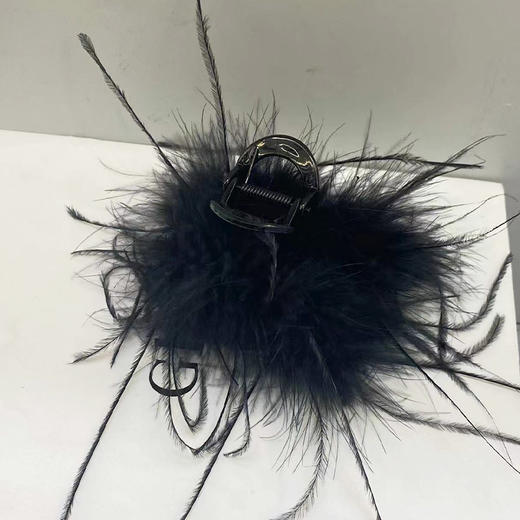 新款鸵鸟羽毛抓夹气质女后脑勺盘发夹-纪念日百货门店同款 160096726 商品图4