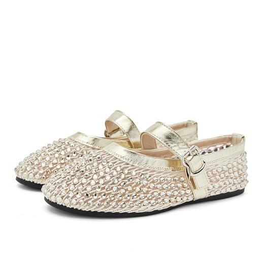 西遇平底玛丽珍鞋女2026春夏季新款透气水钻一字带不累脚浅口单鞋V0066323 商品图4