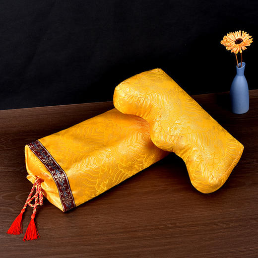 黄色 寿枕男女头脚枕黄帝枕稻谷壳荞麦枕头枕脚蹬 商品图0