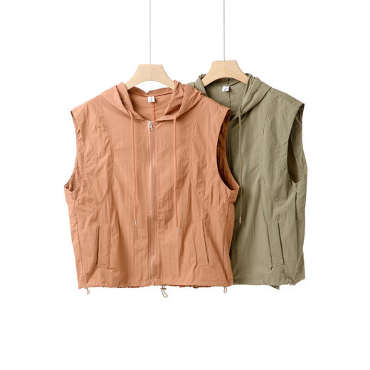 春夏连帽抽绳工装背心 商品图2