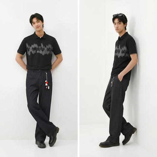 森柔棉|森马POLO衫男夏季纯棉字母绣花上衣时尚晕染印花针织短袖 商品图4