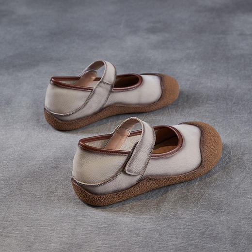 真皮软底软面舒适百搭，复古牛皮豆豆鞋浅口单鞋ZM258372 商品图3