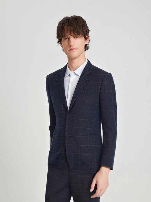 callisto藏青全羊毛窗型格纹西服 商品图3