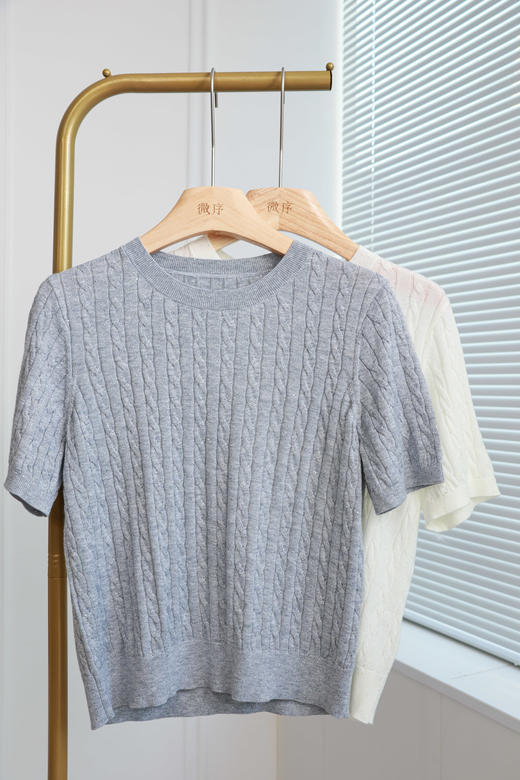 盈盈闪闪|亮丝珠片绞花短袖 商品图4