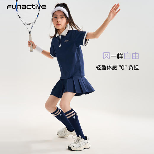 funactive男女童polo衫夏季翻领运动网球羽毛球服儿童短袖T恤上衣F1UT30359 商品图4