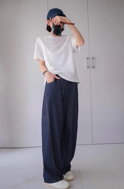 【小奶皮牛仔裤】神仙面料~不易皱、不易鼓包、垂顺如奶皮穿在身上~线条干净利落，大方简约WD 商品图2