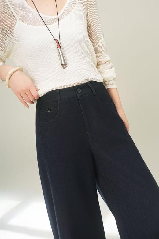 藏青直筒弯刀裤 商品图1