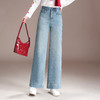 烫钻阔腿裤高腰牛仔裤，直筒休闲裤女装长裤MYX-KDFY-F2008-1-Y 商品缩略图0