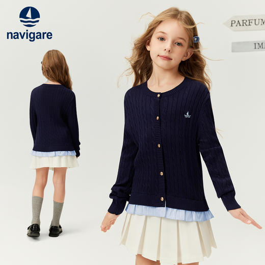 【纳维凯尔】【莱赛尔100%】【120-165】意大利小帆船女童春秋针织衫外套 商品图4