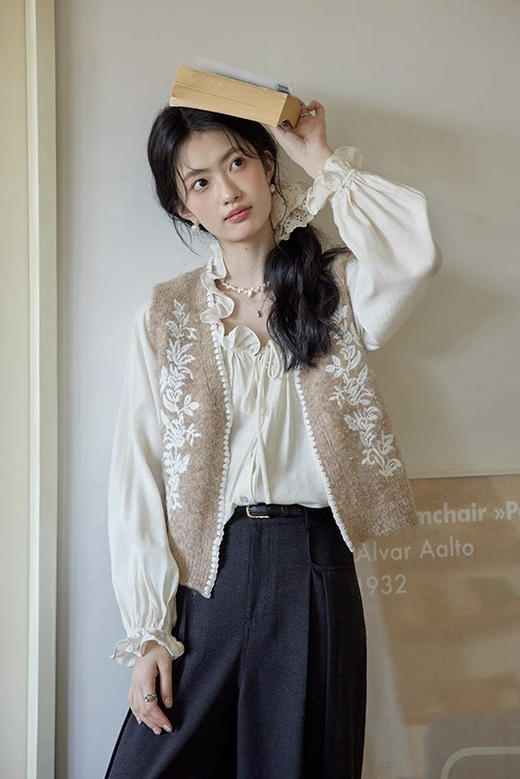 法式浪漫春日花朵领丝绵衬衫温雅舒心 商品图8