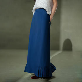 【林栖设计小店】植物染色|手工晴蓝丝棉密褶显瘦2026夏新款花蕾半身裙1962021