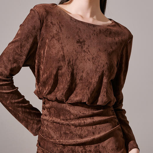 剩S/L/XL 芳外新款丝绒小个子显高包臀裙绑带可调节设计连衣裙8I23CL1231 商品图4