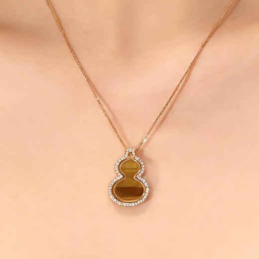 ［东方幸趣］18K玫瑰金虎睛石镶钻项坠#岱川 商品图3