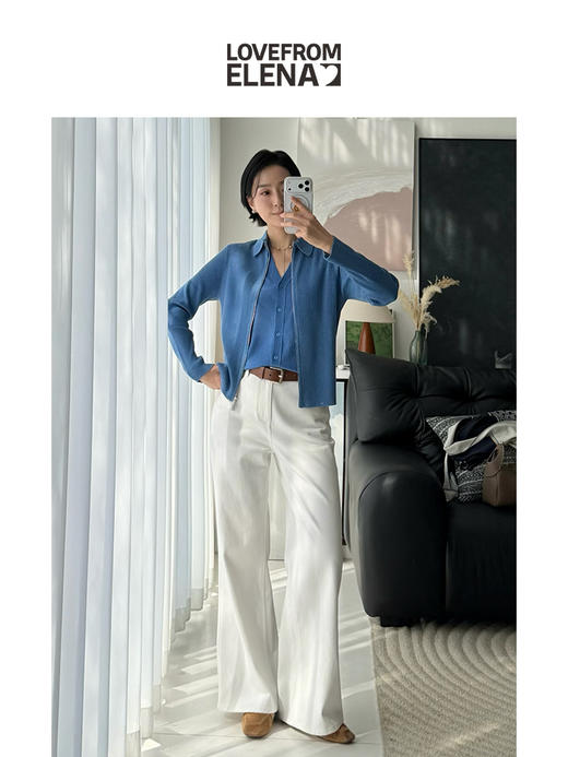 「Elena春日上新」羊毛混纺 简约百搭款 Polo领拉链开衫 商品图5