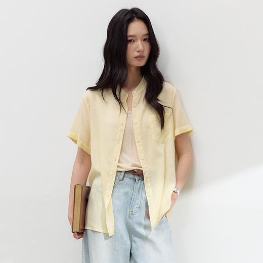 （合作款）【2026夏季新品】天丝亚麻 · 短袖衬衫 莱赛尔开衫简约百搭纽扣衬衣yc0409003 商品图3