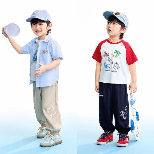 【实体店同款】男女童全腰梭织长裤夏季新款安奈儿童装XM626195 商品图3