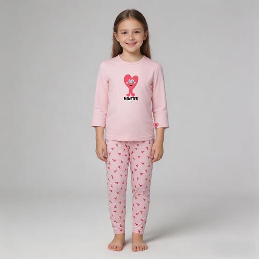 【奇趣怪兽莫代尔】舒雅童装女童中袖长裤家居套装 95%莫代尔5%氨纶3F/26386H 商品图0