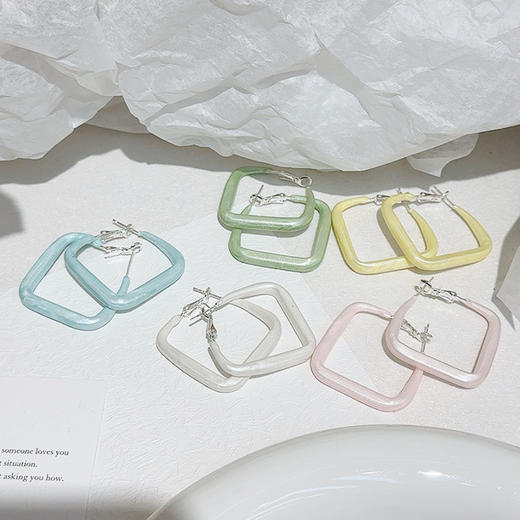 大气百搭彩色方形耳环耳圈（35mm）-纪念日百货门店同款169698846 商品图2
