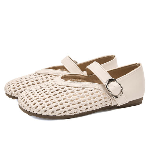 【限时秒杀】西遇镂空编织玛丽珍鞋女2026春夏季新款一字带单鞋软底透气通勤鞋V0066324 商品图4