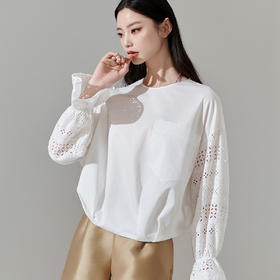 芳外新款简约休闲风衬衫宽松镂空设计上衣女8T24AC0259
