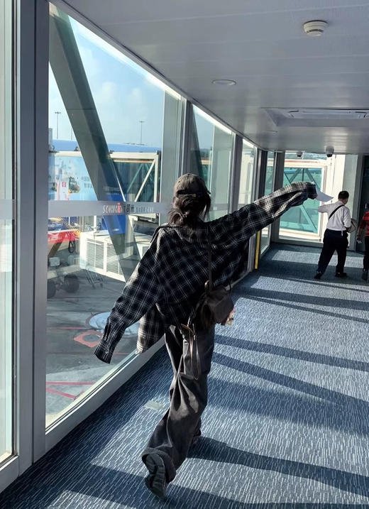 春秋磨毛韩国订单美翻格子控衬衫外套开衫 商品图14