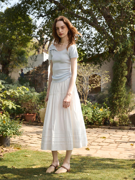 欧芮儿2026年夏季新款蓝色薄套头针织衫优雅百搭 商品图2