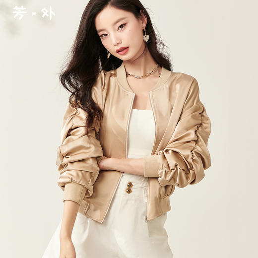 芳外新款休闲夹克时尚抽褶休闲短外套女8T23AW0105 商品图0