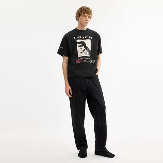 点此购买 蔻驰春夏季男女情侣款时尚恐龙图案短袖T恤 ssy 341937 商品图0