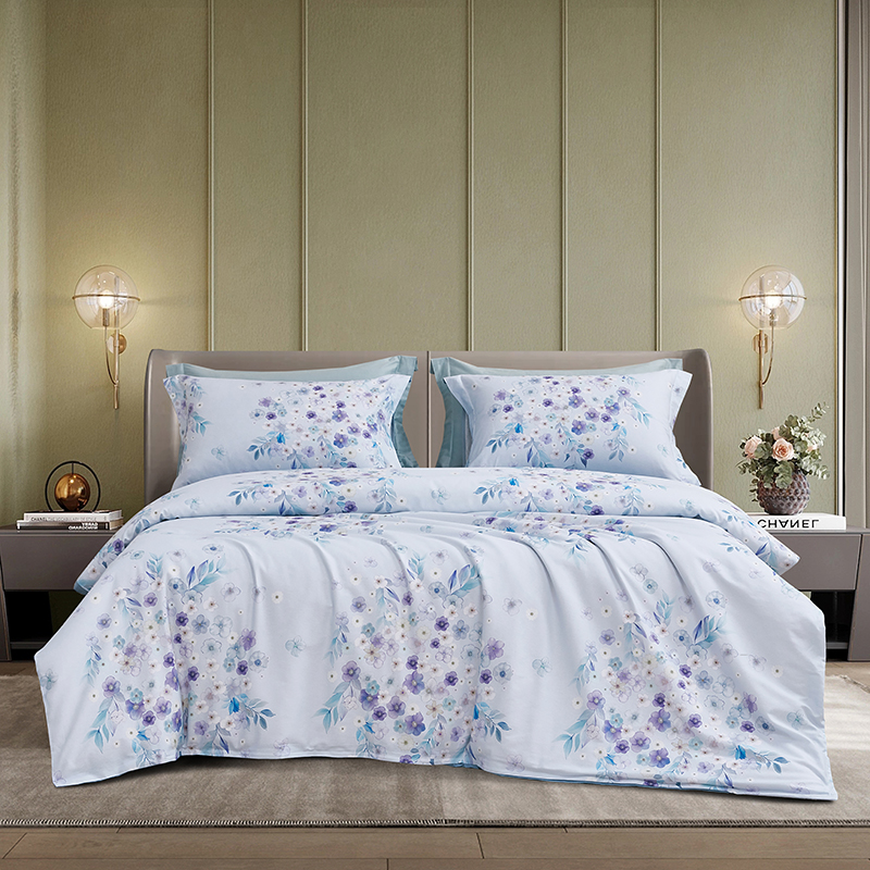 梦洁 纯棉印花四件套：紫妍花开