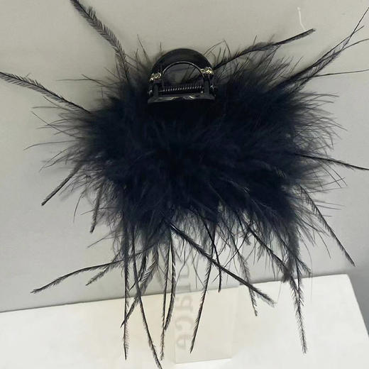 新款鸵鸟羽毛抓夹气质女后脑勺盘发夹-纪念日百货门店同款 160096726 商品图1