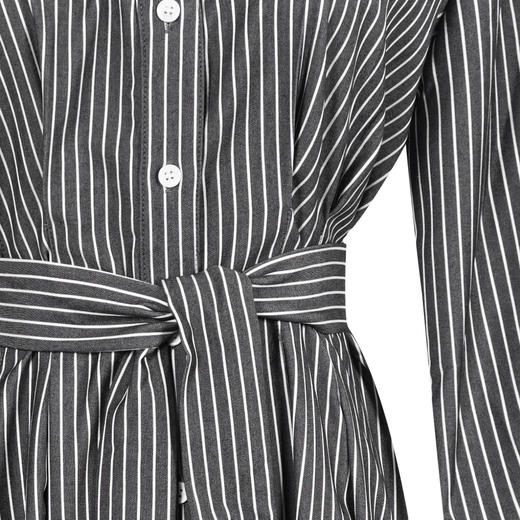 剩M 米思阳2025秋季新款polo领条纹收腰显瘦中长款A字连衣裙0343 商品图4