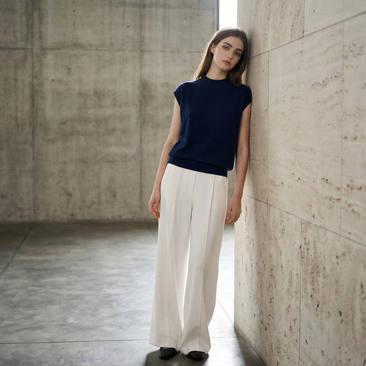 PALUOPO/PL春夏圆领舒适减龄针织短袖小个子百搭T恤女ES250953M 商品图2