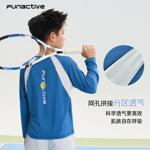 funactive男童原纱防晒衣春装新款儿童透气羽毛球运动长袖T恤上衣F1UT20198 商品图4