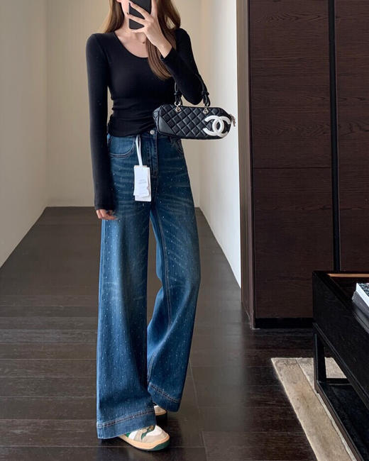 SYJ8601烫钻高腰牛仔裤 商品图1