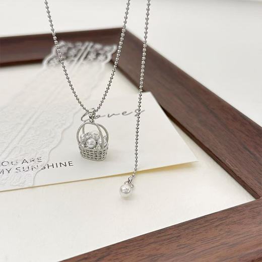 百搭花篮珍珠吊坠项链女款长链-纪念日百货门店同款169699187 商品图4