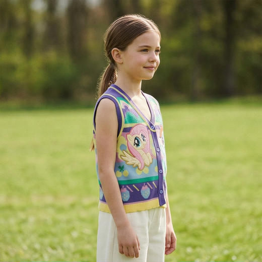 小马宝莉联名年衣童装针织马甲春季新款女童小马宝莉春季多彩马甲N1261010A05 商品图1